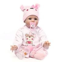 NPK 55 cm minkštas kūnas, silikoninis bebes Reborn Baby Doll žaislas mergaitėms naujagimio kūdikiui prieš miegą ankstyvasis ugdymas 55cm white