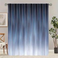 JIT 2pcs Gradient Stripe Blackout Curtain   Privacy Protection   Polyester   Living Room Decor   Rod Pocket Curtains. 100*130 HOOK 1pcs gray