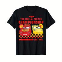 New Summer 2025 Disney cars Lightning McQueen pattern Mens Casual Tshirt Unisex  Casual Comfortable Sports male Short Sleeve S red
