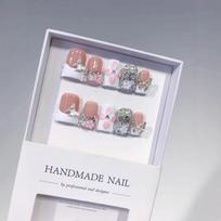 Sweet and Cool Wind Duck Bill Nail French Butterfly Three-dimensional Flower Pure Hand-worn Nail Finished Fake Nail XS gray