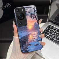 For Huawei P60/P60 Pro Phone Case Trendy Fantasy Design Tempered Glass Hard Bumper For Huawei P 60 Full Protection Back Covers Huawei P60 Pro gray