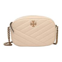 Tory Burch Kira Double T Logo Herringbone Stripe Zipper Camera Bag Women Shoulder Bag New-Cream 152353-122 Basic Set (Bag+Dust Bag) beige
