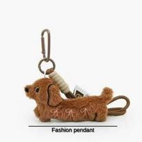 Animacinis Mini Dešros Šuo Pliušinis Žaislas Raktų Pakabukas: Kuprinės pakabukas ir poros ornamentas. balta