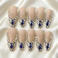 Reusable Press-On Nails Handmade Solid Color Short/Long Oval Almond Shape Women Men Teens AW1143 beige