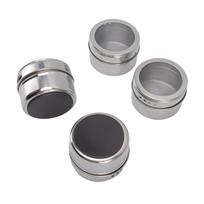 4Pcs Magnetic Spice Jars Magnetic Design Stainless Steel Clear Sift Pour Lids Magnetic Spice Tins For Seasoning Spice
