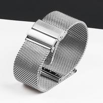 Naujas Milanese tinklinis dirželis 16mm 18mm 20mm 22mm Universalus 0,6 tinklelio Milanese apyrankė Sulankstoma sagtelė Nerūdijančio plieno laikrodžio riešo juosta 16mm sidabras