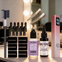 Nematomų UV plaukų priauginimo įrankių rinkinys Dvigubos paskirties plaukų ir blakstienų priauginimo rinkinys su UV lempa 30g UV plaukų klijai 30ml klijų valiklis Antakių šukos A Set black