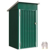 Outdoor Metal Garden Shed 0.74 m² 107.5x91x185 cm with Sloped Roof, Door with Lock, Vents, Green 107.5 x 91 x 185 cm