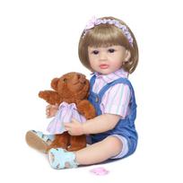 NPK 55 cm Reborn Baby Baby Girl Princess Doll Lifelike Labai minkštas viso kūno silikoninis lėlės vonios žaislas brown