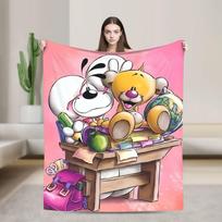 Animacinis Diddl mokymosi pledas Kokybiškas Super minkštas mesti pledas Žiemos berniukas mergaitė Svetainės raštas Lovatiesė 75x90cm white