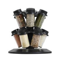Rotating Glass Spice Rack with Seasoning Bottles