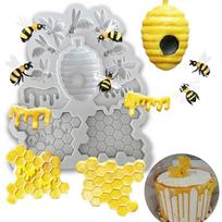 12 Cavity Honeybee Honeycomb Bee Silicone Molds for DIY Cake Fondant Biscuit Cookies Soap Sugar Pudding Chocolate Hard Candies yellow