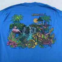 Vintage Jamaica Shirt Mens S/M Blue Surf Beach Pocket Tee Waterfall 90s 4XL black