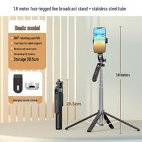 Aluminum Bluetooth Tripod Phone Holder & Selfie Stick with Stabilizer for Live Broadcast white