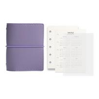 5-Rings Binder Leather Notebook Journal Refillable 5 Holes Leather Binder Covers with Refill Paper for Office School violetinė