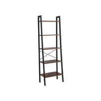 VASAGLE Kopėčių lentyna, 5 pakopų pramoninė knygų lentyna, sandėliavimo spintelė, su metaliniu rėmu, svetainei, virtuvei, rustic brown ruda