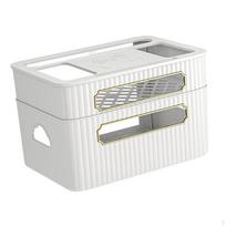 Cable Organizer Box for Home and Office Use Beige  3 Tier  black