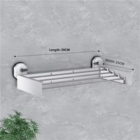 Wall Mount Retractable Clothes Drying Rack Foldable Aluminum Hanging Rods Abs Frame 60Cm Expandable Laundry Rack gray