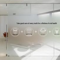 Individualizuojama matinio gradiento stiklo lipdukas odontologijos klinikoms ir ligoninėms 0X0 cm gray