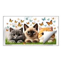 DYS Cat Butterfly Static Glass Sticker, Waterproof Animal Window Decoration Decal, Removable Pet Sticker for Bedroom Balcony Kitchen B beige