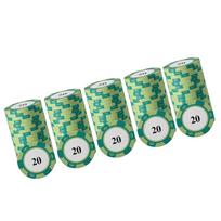 20pcs Poker Chip Set Clear Printing Large Numbers Professional Game Counting Discs for Board Game 20 beige