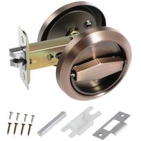 New Round Recessed Door Lock Keyless Stainless Steel Rustproof Hidden Cabinet Door Handle Lock for Bathroom Living Room Bedroom raudona