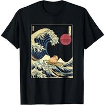 Guinea Pig Kanagawa Wave Funny Surf Animal T-Shirt S juoda