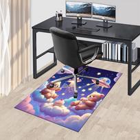 1 vnt. Meškiuko skraidanti lėkštė kėdės kilimėlis Anime animacinių filmukų dizainas, neslystantis kilimas biurui ir namų dekoravimui 60cm by 90cm black