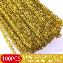 100pcs New 30cm Glitter Chenille Stems Torsion Bar Wool Top Tinsel Stems Christmas Xmas Craft įvairiaspalvis