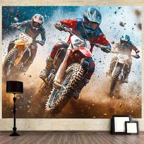 2D Dirt Bike Race Tapestry, Extreme Motocross Rider Background 47.2x31.5inch/120*80cm black