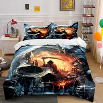 Skulls, Grim Reaper, fire. Bedding sets Duvet cover sets Duvet covers Pillowcases(1 * Duvet Cover 2 * Pillowcases without duvet insert) 135x200cm white
