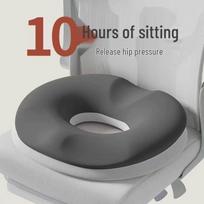 Coccyx Memory Foam Seat Cushion: Post-Op Relief, Office Lumbar Support, Breathable Butt-Shaping Pad for Long Sitting 45x40x8 cm pilka