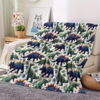1pc of Dinosaur Print Flannel Throw Blanket, Soft and Warm, Suitable for Sofa Blankets, Home Leisure Blankets, Air-conditioning Blankets, Napping Blan 75X95CM gray