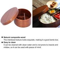 3 Compartment Wooden Bento Box Wooden Material Portable Food Container Wooden Sushi Box  For Picnic ruda