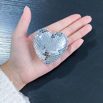 Heart-Shaped Disco Ball Decorations Lightweight Reflective Christmas Party Decorations Glass Keychain white