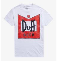 The Simpsons Duff Alaus Logotipas Baltas 100% Medvilnės Marškinėliai Vyriški Viršus Naujas M red