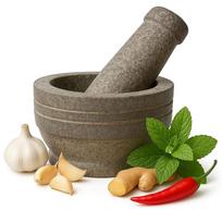 Stone Mortar and Pestle Set for Spices | Okhli Masher | Natural & Traditional Grinder, Musal, (5.5 inch) Grey SMALL pilka