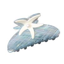 Cute Large Starfish Hair Grab Shark Clip Colorful Pearl Hair Claw Headwear Geometry Acrylic Shark Clip Girls mėlyna