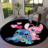 1 vnt. Lilo ir Stitch rašto apvalus kilimas, miegamojo svetainės grindų kilimėlis, žaidimų kambario miegamojo svetainės interjero dekoravimo kilimas, estetiškas kambarys 120cm/47.2in