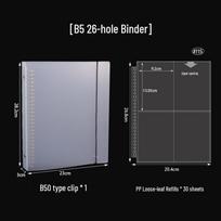 Large B5 Frosted Photo Album, Ring Binder with 26 Holes for Photocards, Tickets & Stickers, Multi-Grid Storage. Large B5 Strap 26-Ring Binder black