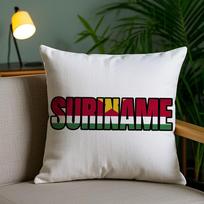 Suriname Flag Cushion Cover Soft Short Plush Double-Sided Printing Home Decor Machine Washable Pillow Case Gift Peach skin 18*18(CM)-1Pcs black