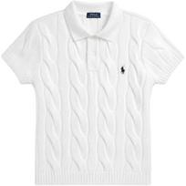Polo Ralph Lauren SS26 Megztas su raštais siuvinėtas polo marškinėlis Moteriški viršutiniai drabužiai 211B20809-002 L white