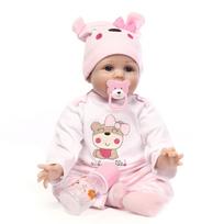 55 CM NPK Reborn Baby Vinilas, gyvas naujagimio lėlės mergaitės dovana 55CM rožinė