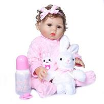 NPK 47 cm tikroviška Bebe lėlė Reborn Toddler Girl Doll Viso kūno silikonas Minkštas Real Touch Lankstus white