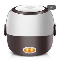 2026 New Electric Lunch Box,3 Layers 2L Portable Electric Heating Bento Lunch Box Rice Cooker,110V 200W,Stainless Steel+PP black