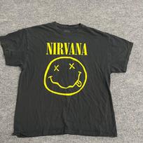 Nirvana T Shirt Mens Size XL Black Yellow Smiley Face Graphic Logo Rock Band Tee S yellow