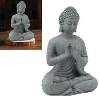 2.95in Green Sandstone Buddha Tabletop Statue  Courtyard Landscape Ornament Blessing gray