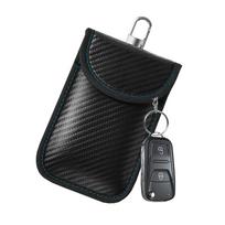 Faraday Bag Pouch For Car Keys Car RFID Signal Blocking Holder Key Fob Protector PU Leather Double RFID Blocking Layer mėlyna