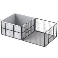 Whelping Box for Puppies, Whelping Pen Puppy Playpen with 7 Panels, 2 Areas, Washable Whelping Pad, 203x102x60cm Black 203 x 102 x 60 cm juoda