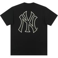 New Era x MLB Collaboration New York Yankees Logo Print Casual Round Neck Summer American Short Sleeve T-Shirt Unisex T-Shirt Black 13731451 S black
